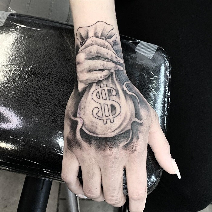 Money bag tattoo
