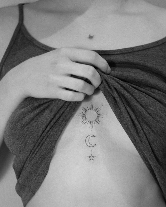 Awesome Sun Moon And Stars Tattoo