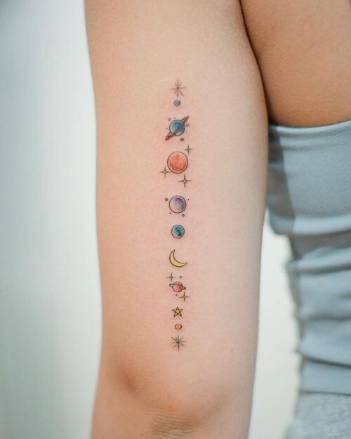 Awesome Sun Moon And Stars Tattoo