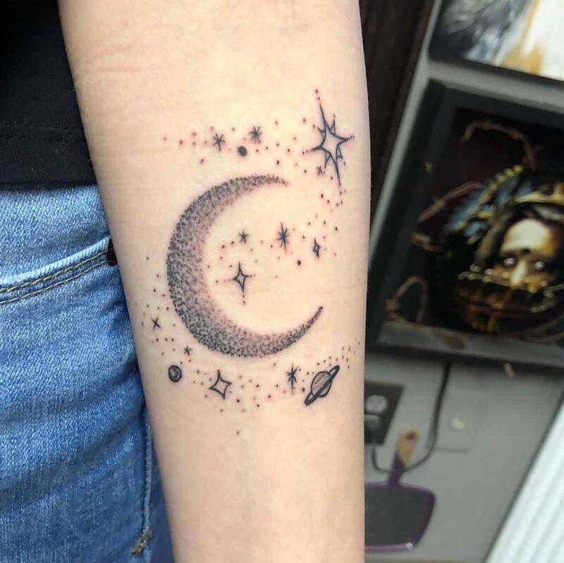 sun moon and stars tattoo